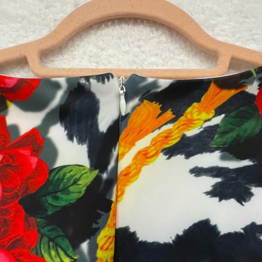 Alexia Admor Womens Dress 2 Red Green Floral V Neck Sheath Sleeveless Lined New - Picture 6 of 14